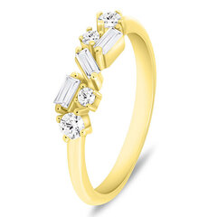 Apzeltīts gredzens ar caurspīdīgiem cirkoniem sievietēm Brilio Silver, RI121Y cena un informācija | Gredzeni | 220.lv