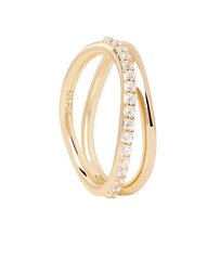 PDPAOLA Charming gold-plated ring with zircons Twister Essentials AN01-844 цена и информация | Кольца | 220.lv