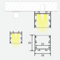 Virsapmetuma profils 1-4 LED lentes rindām, 3m x 35mm x 35mm цена и информация | Светодиодные ленты | 220.lv