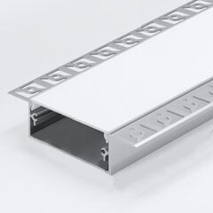 Встраиваемый анодированный алюминиевый профиль с матовым стеклом для 1-5 рядов LED ленты под регипс, штукатурку, 2м x 96мм x 20мм цена и информация | Светодиодные ленты | 220.lv