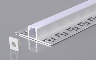 Iebūvējams / zemapmetuma anodēts alumīnija profils ar matētu stiklu LED lentei ģipškartona plāksnēm, flīzēm, 2m x 52.5mm x 13.3mm cena un informācija | Visional Mājai un remontam | 220.lv