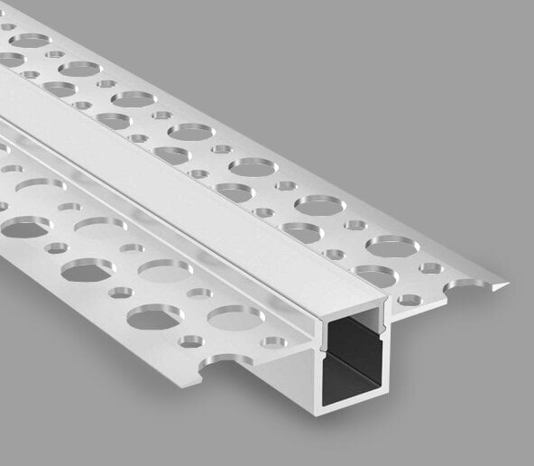 Iebūvējams / zemapmetuma anodēts alumīnija profils ar matētu stiklu LED lentei ģipškartona plāksnēm, 2m x 56mm x 15mm cena un informācija | LED lentes | 220.lv