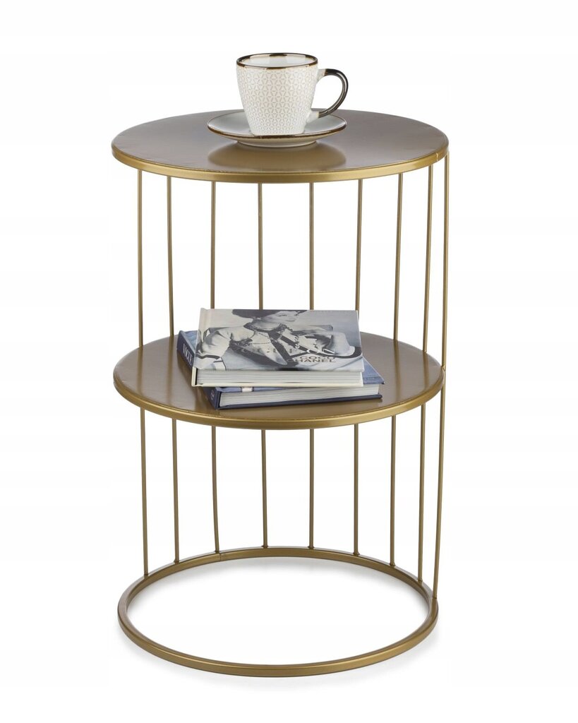 Apaļais kafijas galdiņš Kobus Doma, 36x36x52 cm, zelta krāsā cena un informācija | Žurnālgaldiņi | 220.lv