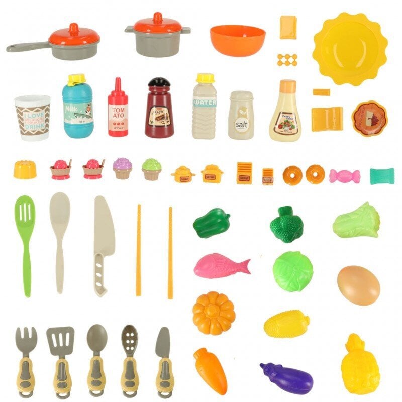 Bērnu plastmasas virtuve, 77 gab. cena un informācija | Rotaļlietas meitenēm | 220.lv