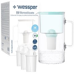 Кувшин Wessper AquaClassic D2 мята + 4 фильтра Wessper AquaClassic в комплекте цена и информация | Фильтры для воды | 220.lv