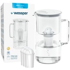 Кувшин Wessper AquaClassic D2 мята + 4 фильтра Wessper AquaClassic в комплекте цена и информация | Фильтры для воды | 220.lv
