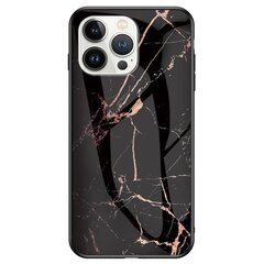 „Marble“ твердый силиконовый (TPU) чехол - чёрный / золотой (iPhone 14 Pro Max) цена и информация | Чехлы для телефонов | 220.lv