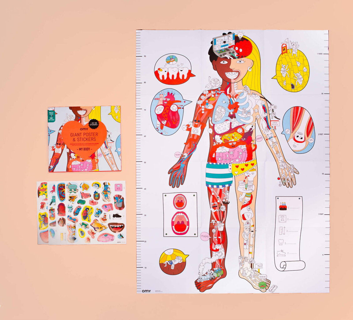 Uzlīmes plakāts, My Body 3+, OMY цена и информация | Gleznas | 220.lv
