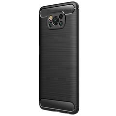 „Carbon“ твердый силиконовый чехол (TPU) - черный (Poco X3 / X3 Pro) цена и информация | Чехлы для телефонов | 220.lv