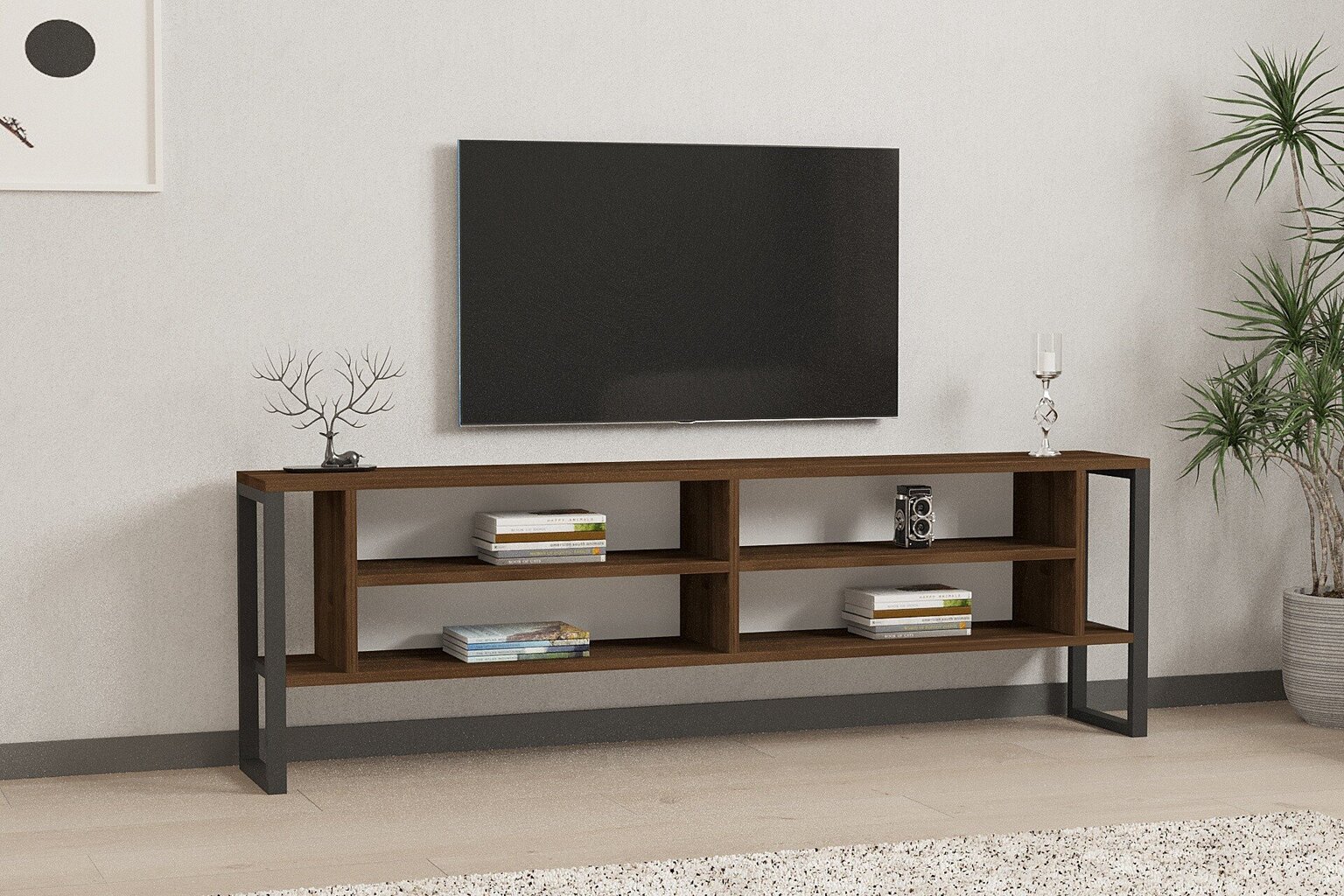 TV statīvs, Asir, 160x50,4x24,5 cm, brūns cena un informācija | TV galdiņi | 220.lv