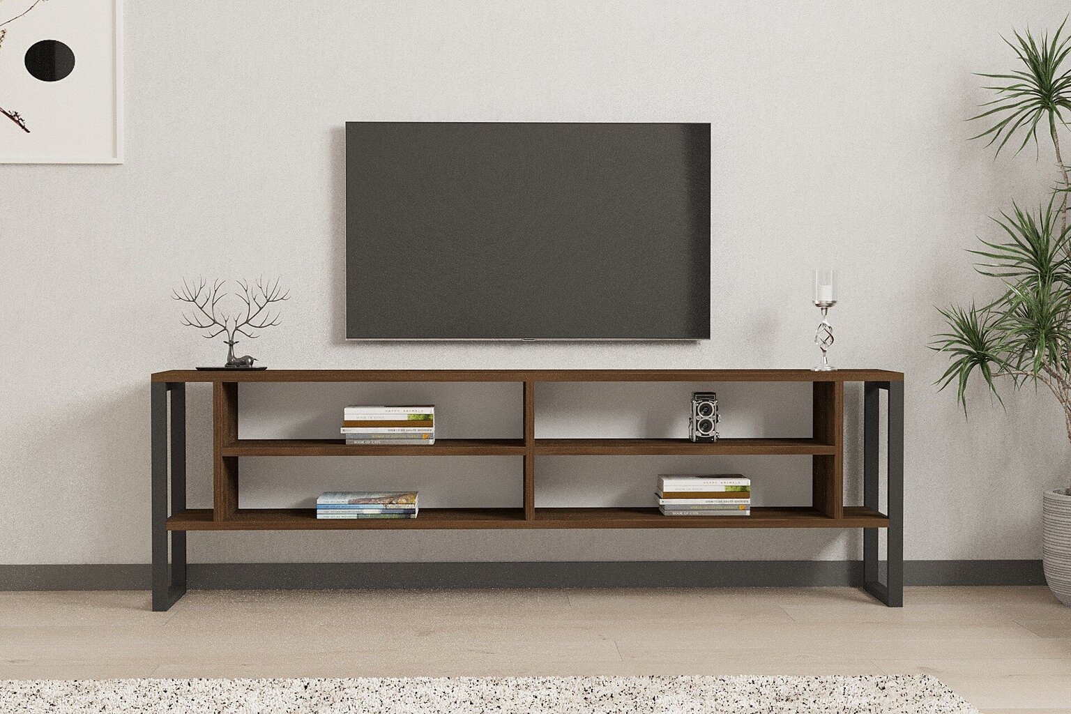 TV statīvs, Asir, 160x50,4x24,5 cm, brūns cena un informācija | TV galdiņi | 220.lv