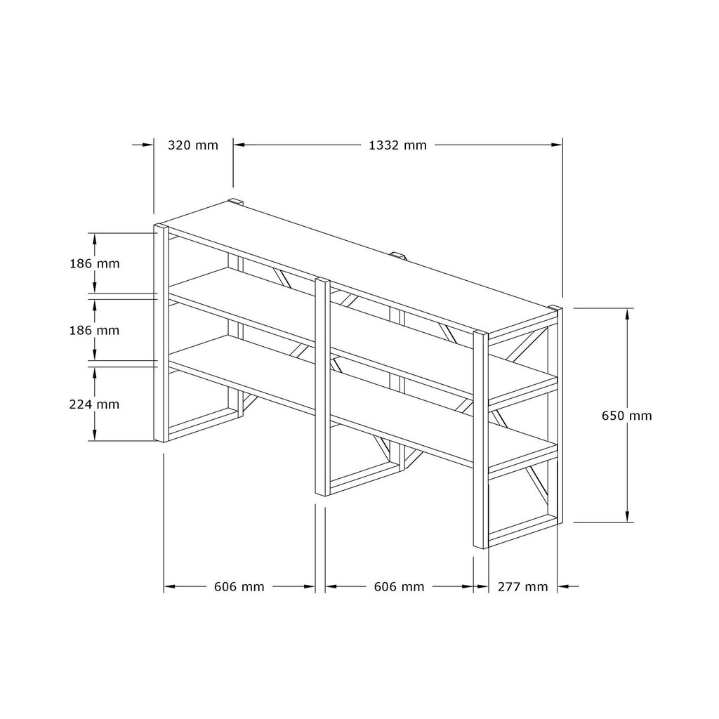 Plaukts Asir, 133,2x65x32,1 cm, brūns/melns цена и информация | Plaukti | 220.lv