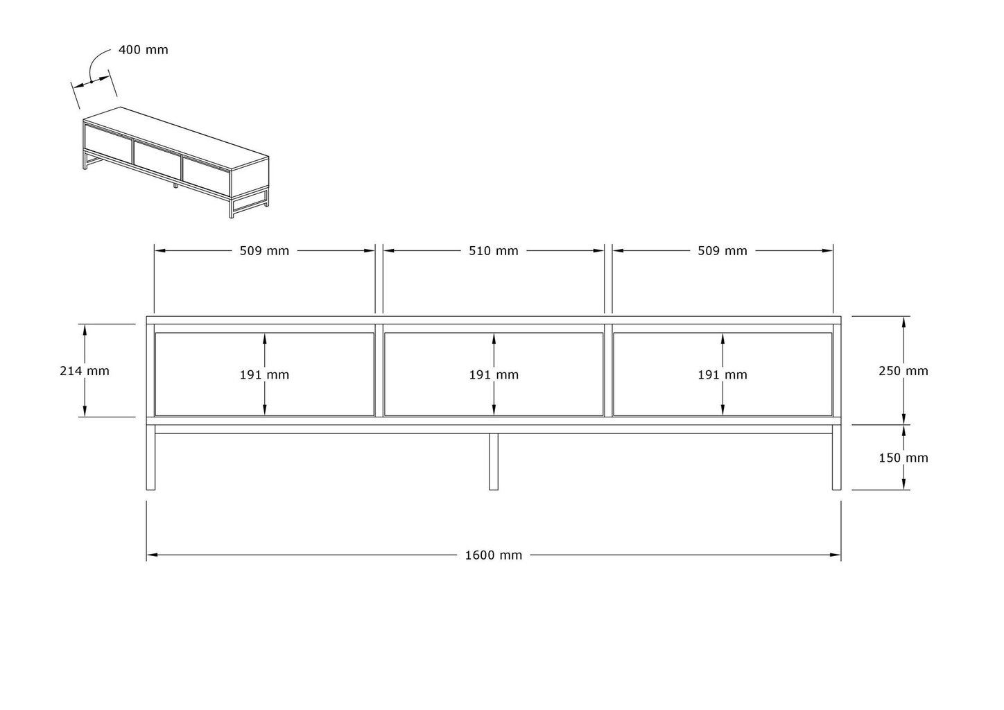 TV galdiņš Asir, 160x40x40 cm, bēšs/melns/pelēks cena un informācija | TV galdiņi | 220.lv