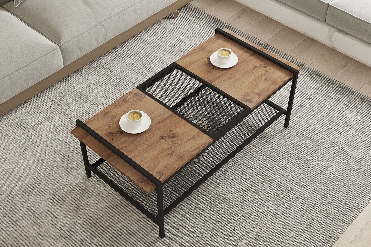 Kafijas galdiņš Asir, 120x45x54 cm, brūns/melns cena un informācija | Žurnālgaldiņi | 220.lv