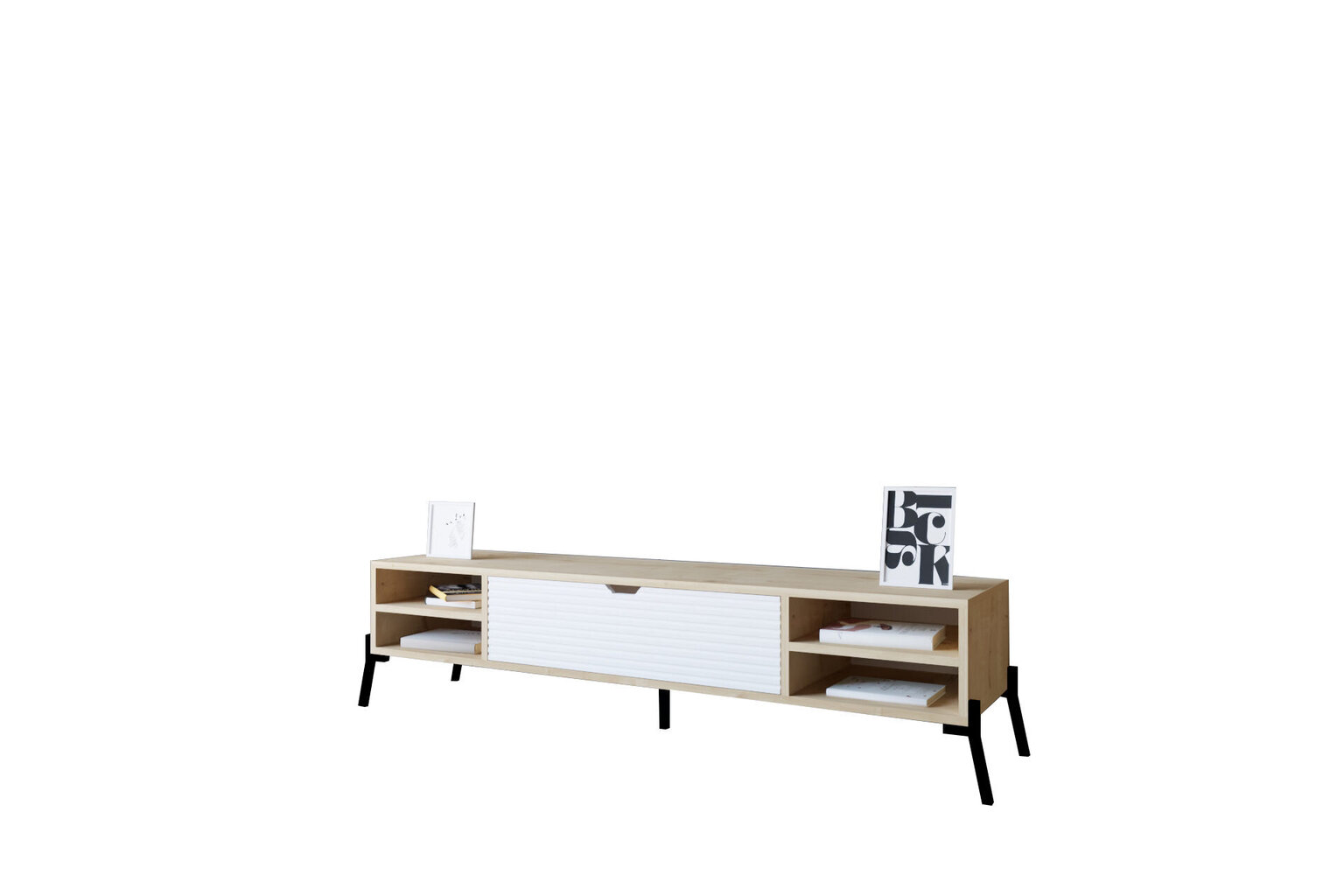 TV galdiņš Asir, 160x36x40 cm, gaiši brūns/balts cena un informācija | TV galdiņi | 220.lv