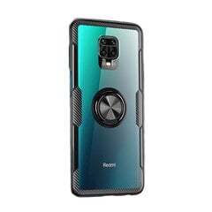 „Fashion“ Kickstand твердый силиконовый чехол (TPU) - прозрачный / чёрный (Redmi Note 9 Pro) цена и информация | Чехлы для телефонов | 220.lv