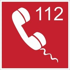 Наклейка-знак Пожарный экстренный телефон 112, 140х140мм цена и информация | Информационные знаки | 220.lv