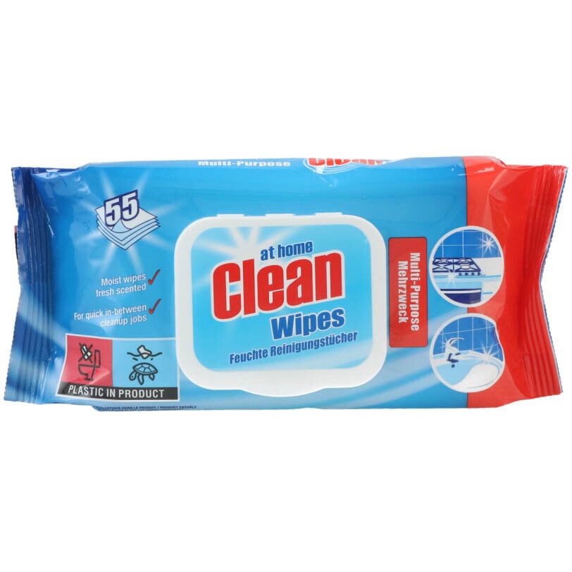 At Home Clean mitrās tīrīšanas salvetes, 55 gab. цена и информация | Tīrīšanas līdzekļi | 220.lv