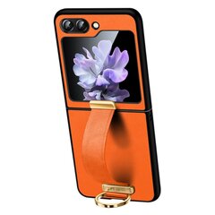 Кожаный чехол „Sulada“ Leather Kickstand - оранжевый (Galaxy Flip5) цена и информация | Чехлы для телефонов | 220.lv