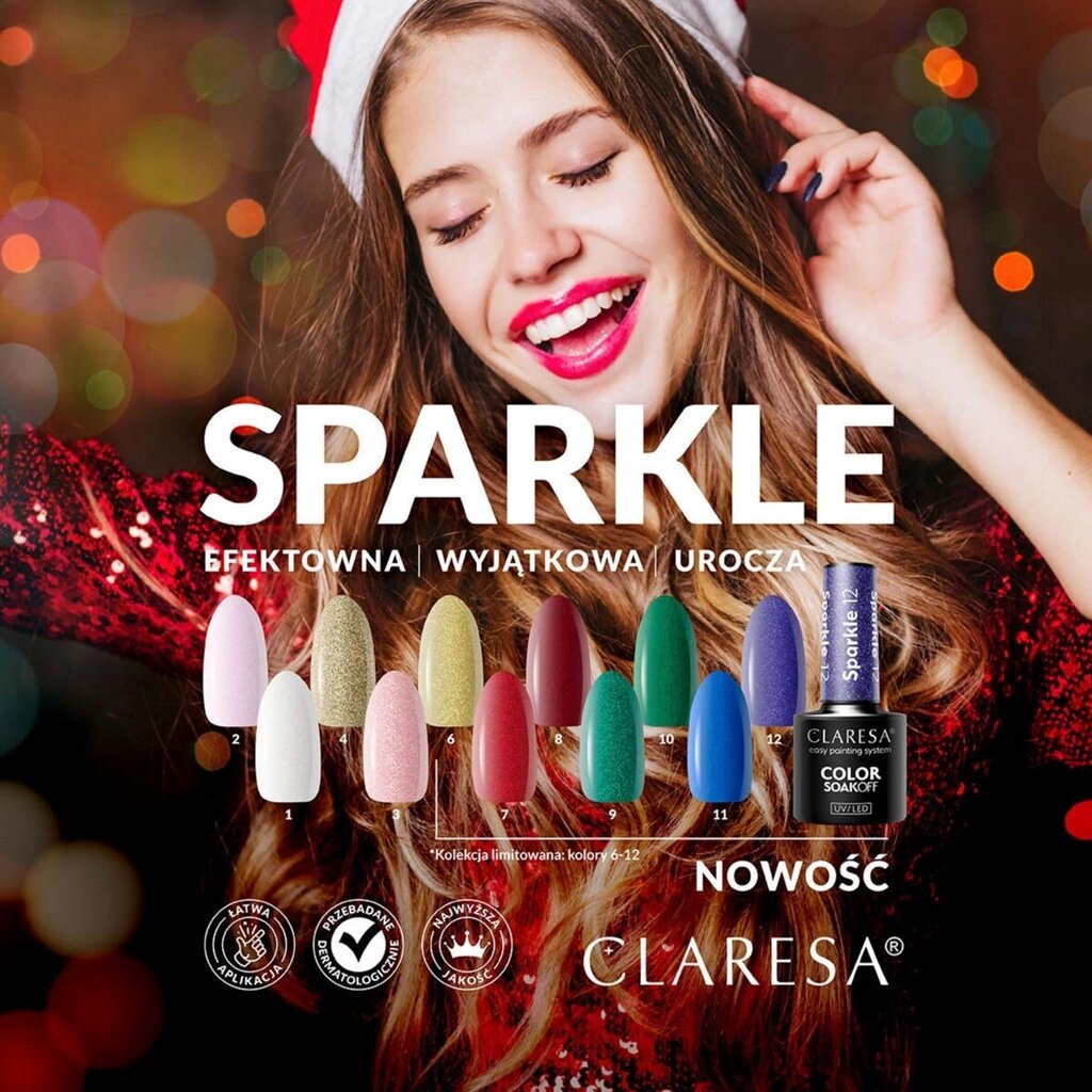 Hibrīda nagu laka Claresa Sparkle 6, 5 g цена и информация | Nagu lakas, stiprinātāji | 220.lv