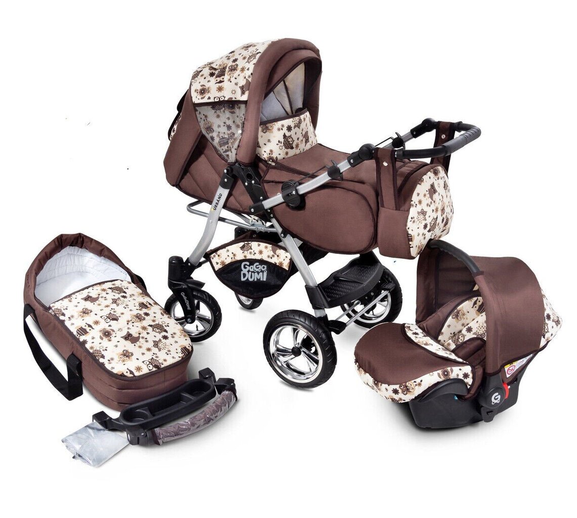 Universālie rati ar autokrēsliņu 3in1 Urbano Travel System, brown cena un informācija | Bērnu rati | 220.lv