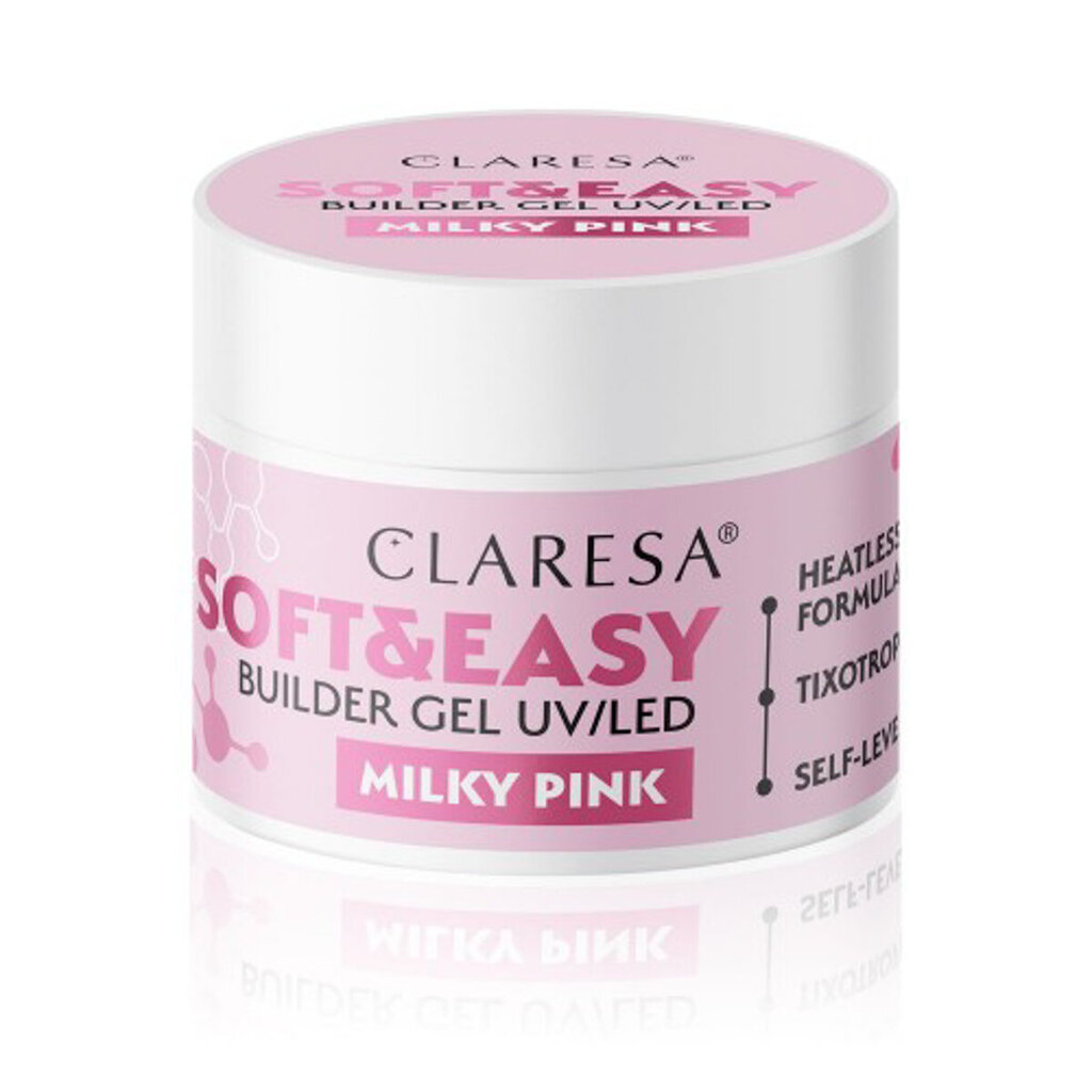 Gēls nagiem Claresa Soft&Easy Builder Gel UV/LED Milky Pink, 90g cena un informācija | Nagu lakas, stiprinātāji | 220.lv