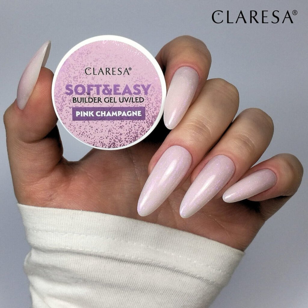 Gēls nagiem Claresa Soft&Easy Builder Gel UV/LED Pink Champagne, 90g cena un informācija | Nagu lakas, stiprinātāji | 220.lv
