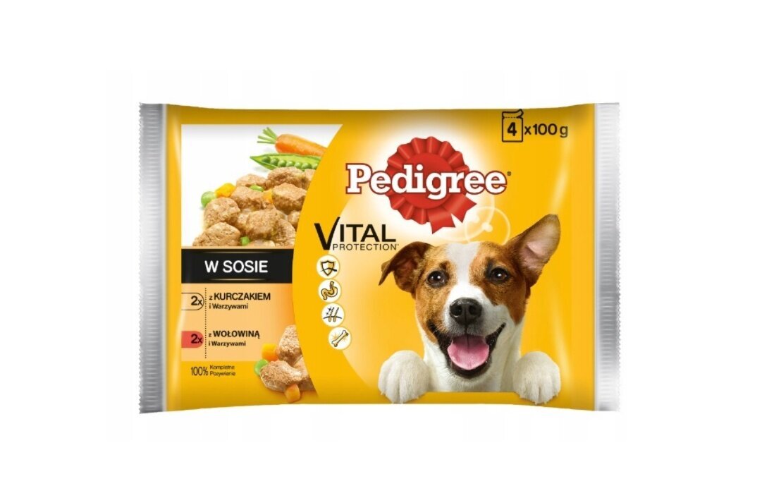 Pedigree pieaugušiem suņiem, ar vistu un liellopu gaļu, 52x100 g cena un informācija | Konservi suņiem | 220.lv