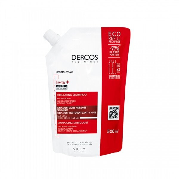 Stiprinošs šampūns Vichy Dercos ECO Refill Energy+, 500ml cena un informācija | Šampūni | 220.lv