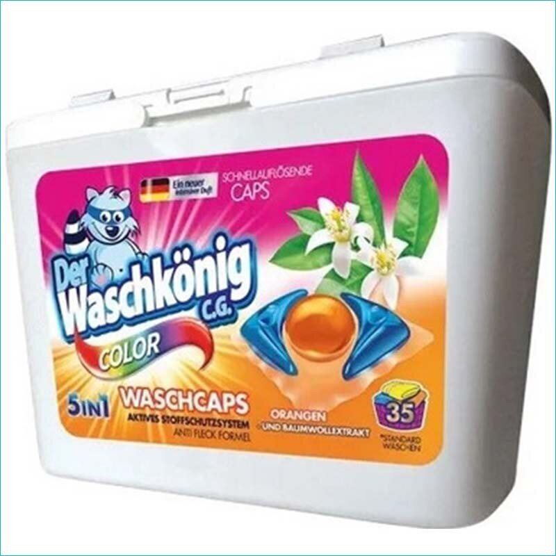 Mazgāšanas kapsulas ar apelsīnu un kokvilnas ekstraktu Waschkonig, krāsainai veļai, 35 x 16 g cena un informācija | Veļas mazgāšanas līdzekļi | 220.lv
