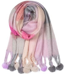 Пышная шаль-шарф с квадратами, связанная помпонами. цена и информация | Женские шарфы, платки | 220.lv