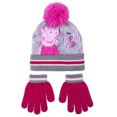 Шапка с перчатками Peppa Pig Серый (Один размер) цена и информация | Шапки, перчатки, шарфы для девочек | 220.lv