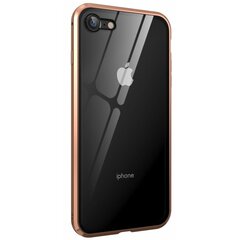 Frame magnētiskais pilnīgi aizsedzams apvalks - dzidrs, zelta iPhone 7 / 8 / SE 2020 / SE 2022 цена и информация | Чехлы для телефонов | 220.lv