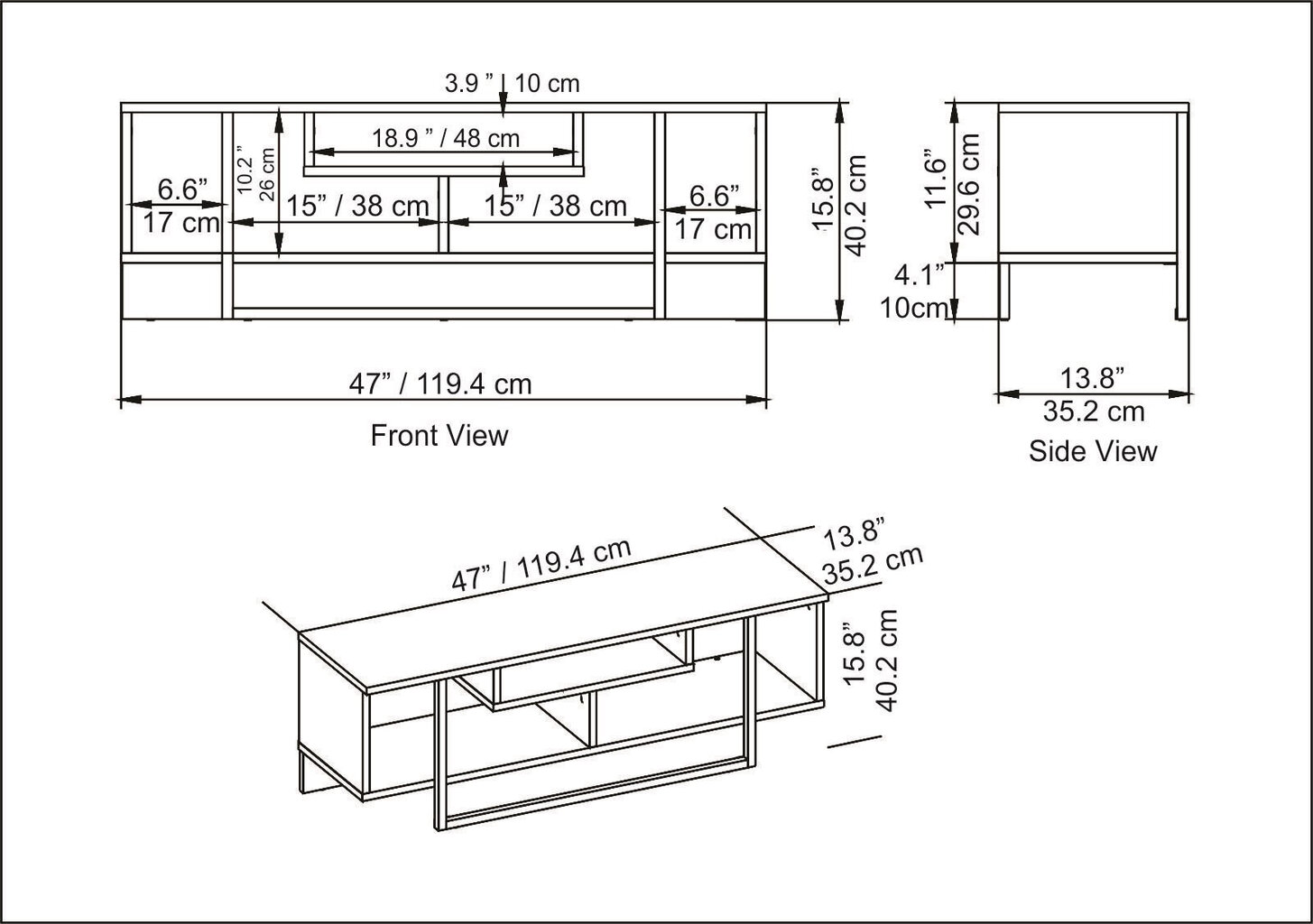 TV statīvs, Asir, 120x35,2x40,2 cm, balts/zelts cena un informācija | TV galdiņi | 220.lv