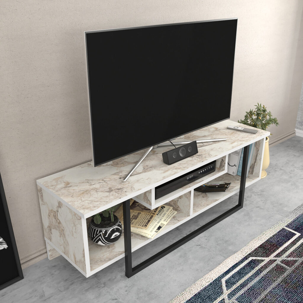 TV statīvs, Asir, 120x35,2x40,2 cm, balts/melns цена и информация | TV galdiņi | 220.lv