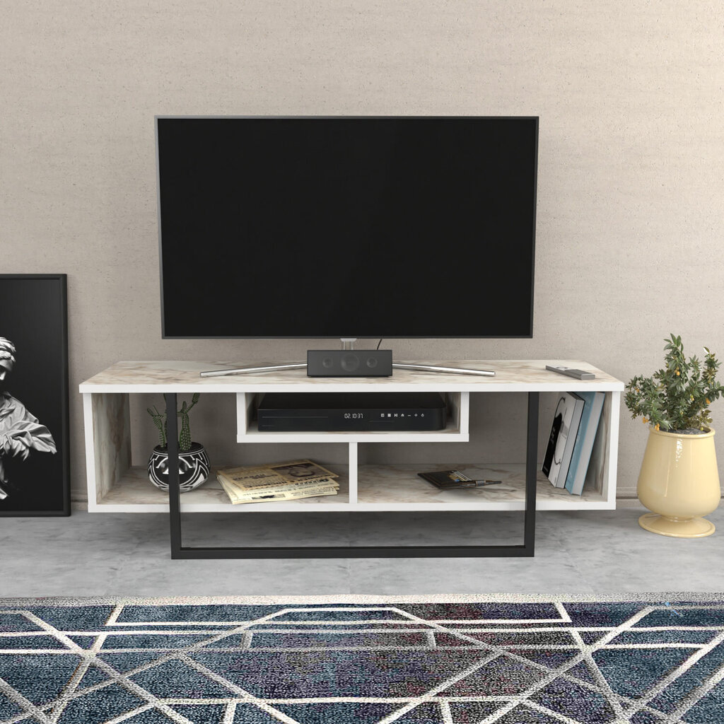 TV statīvs, Asir, 120x35,2x40,2 cm, balts/melns цена и информация | TV galdiņi | 220.lv