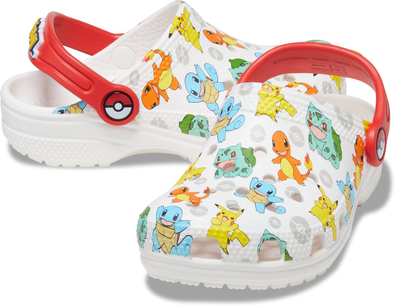 Crocs™ sandales meitenēm un zēniem Classic Pokemon, baltas цена и информация | Bērnu čības, maiņas apavi | 220.lv