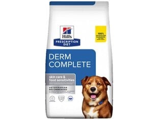 Hill's Prescription Diet Canine Derm Complete suņiem, kuriem ir nosliece uz alerģijām, 12 kg cena un informācija | Sausā barība suņiem | 220.lv