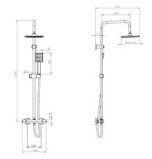 Deante dušas sistēma ar termostata jaucējkrānu NAC_D4HT, Titanium cena un informācija | Dušas komplekti un paneļi | 220.lv