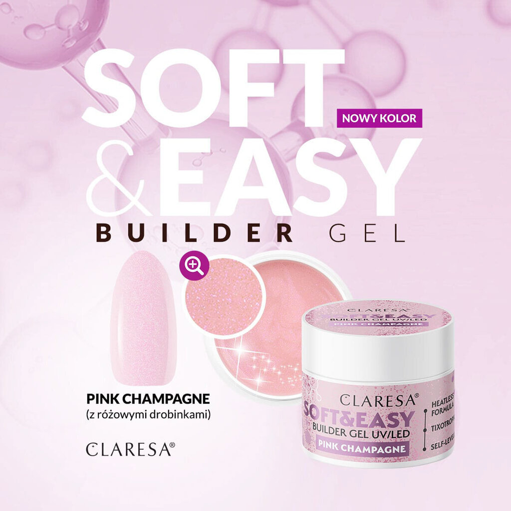 Veidošanas želeja Claresa Soft & Easy, Pink Champagne, 12 g cena un informācija | Nagu lakas, stiprinātāji | 220.lv