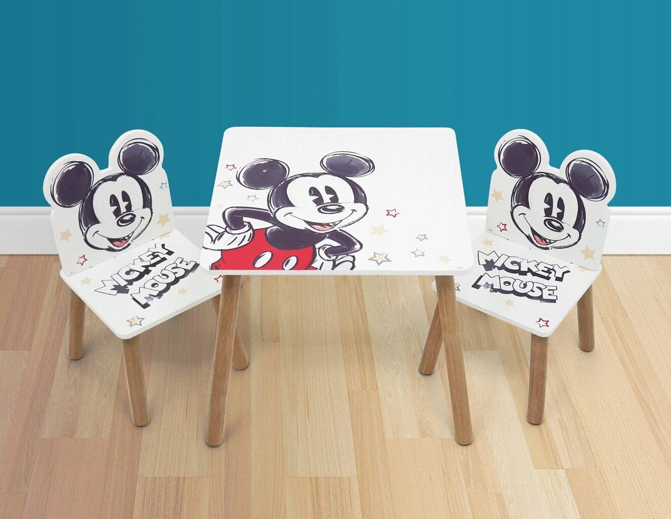 Bērnu galds ar krēsliem Arditex Mickey Mouse, balts cena un informācija | Bērnu krēsliņi un bērnu galdiņi | 220.lv