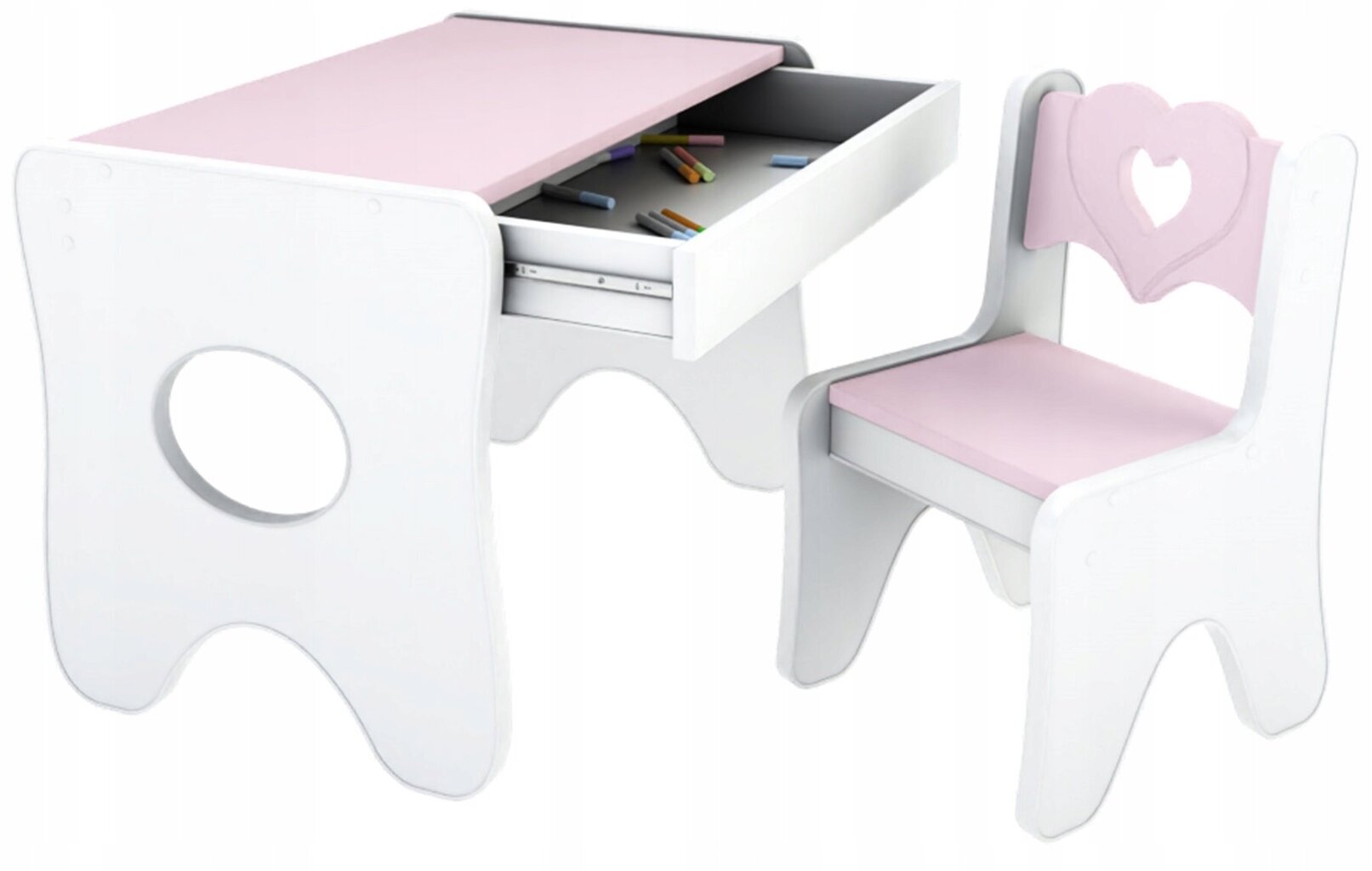 Bērnu galds ar krēslu IdeaMeb, balts/rozā cena un informācija | Bērnu krēsliņi un bērnu galdiņi | 220.lv