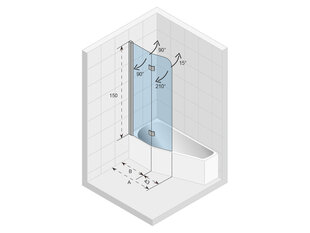Salokāmā vannas istabas siena RIHO Novik Z500, 100 cm цена и информация | Принадлежности для ванн и душевых кабин | 220.lv