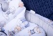 Mazuļu ligzdas komplekts 7-in-1, pelēks/zils cena un informācija | Spilveni, guļammaisi, konverti jaundzimušajiem | 220.lv