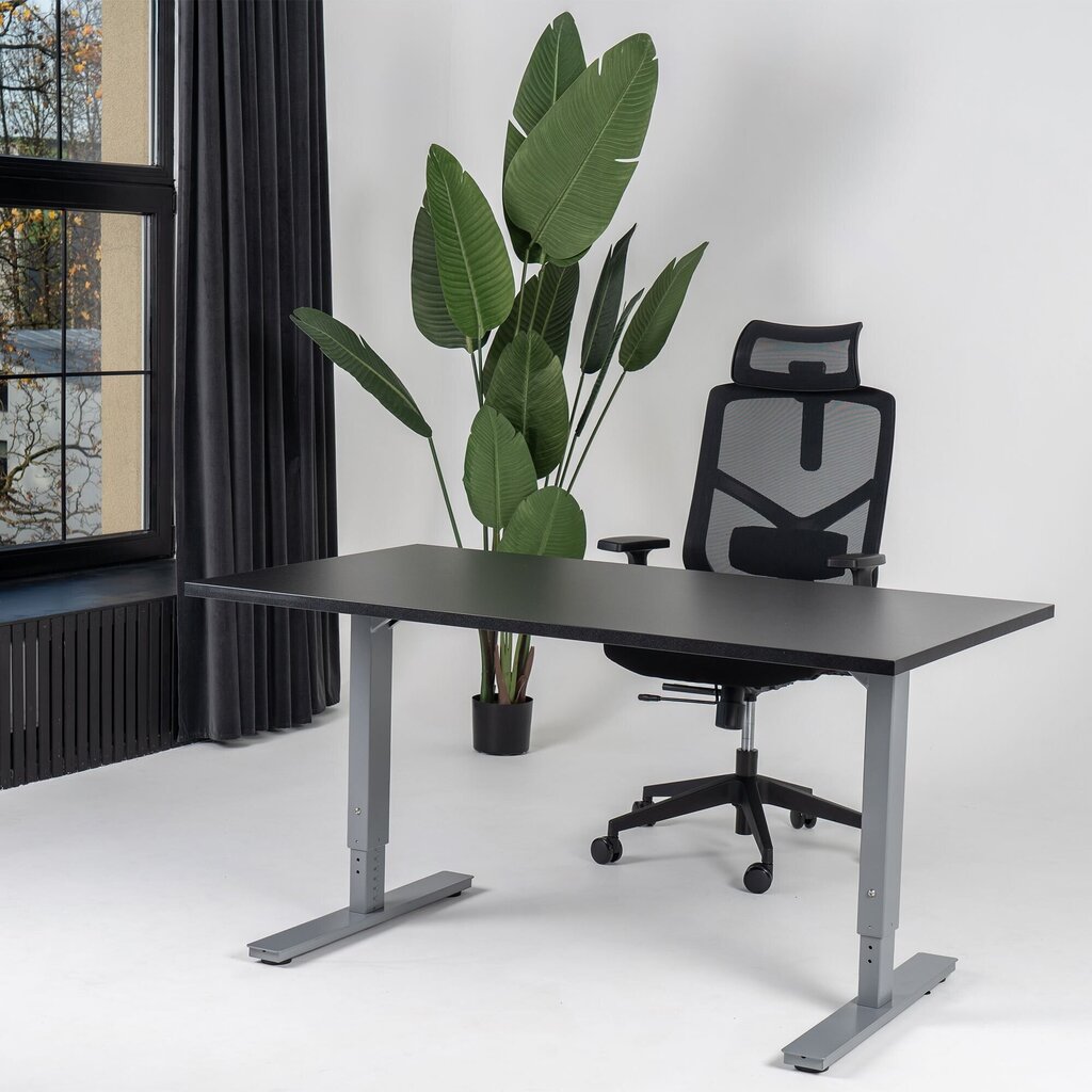 Regulējams galds Ergostock Forza line 120x65 Black / Anthracite cena un informācija | Datorgaldi, rakstāmgaldi, biroja galdi | 220.lv