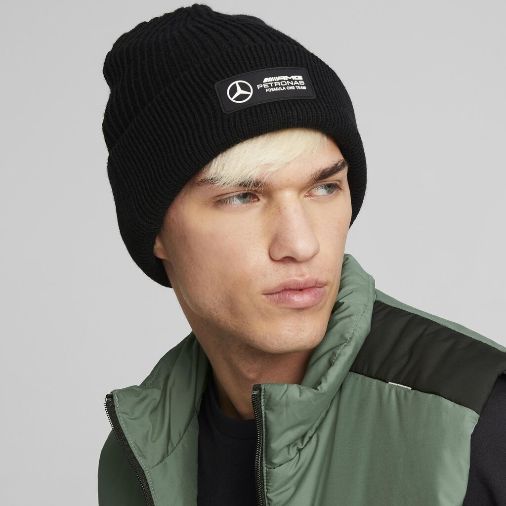 Melna brīvā laika cepure pieaugušajiem Puma Mapmf1 Beanie Puma Black - 02405901 02405901.ADULT цена и информация | Sieviešu cepures | 220.lv