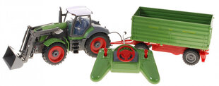 Attālināti vadāms traktors ar piekabi, 1:28, zaļš cena un informācija | Rotaļlietas zēniem | 220.lv
