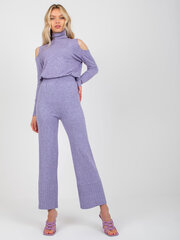 фиолетовые женские вязаные брюки на широкую ногу цена и информация | Брюки | 220.lv