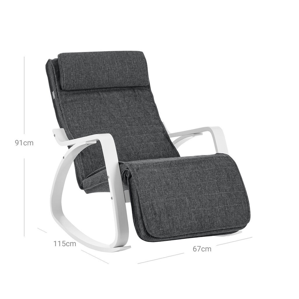 Šūpuļkrēsls ar regulējamu kāju balstu tumši pelēks SONGMICS SHPME383 cena un informācija | Atpūtas krēsli | 220.lv