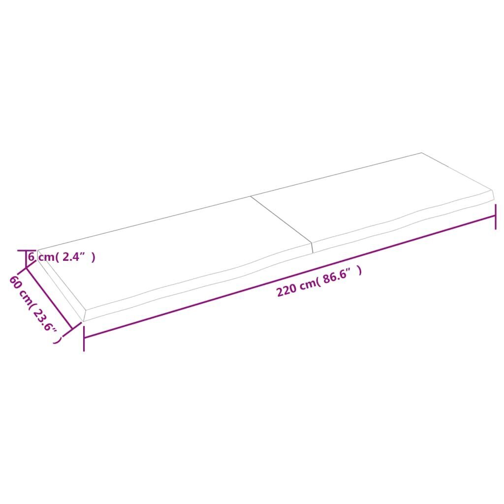 Sienas plaukts vidaXL, 220x60x6 cm, brūns cena un informācija | Plaukti | 220.lv